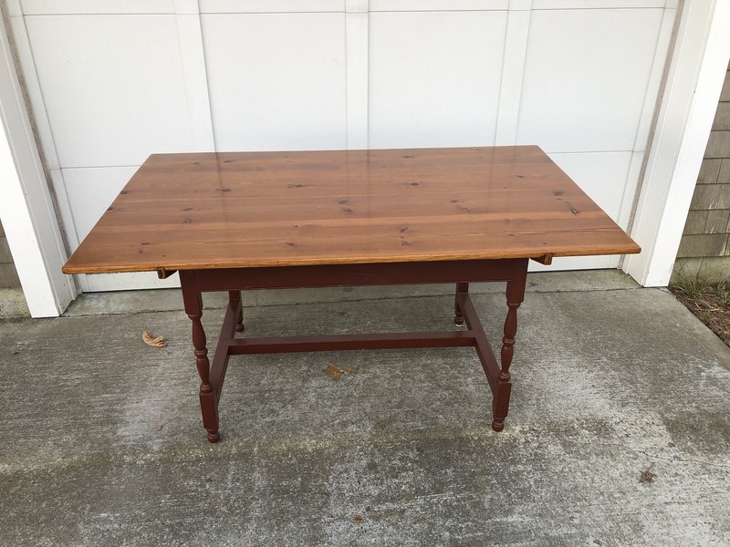 Fine Stephen Von Hohen Custom Crafted Pine Tavern Trestle Table 60” ~ Cape Cod