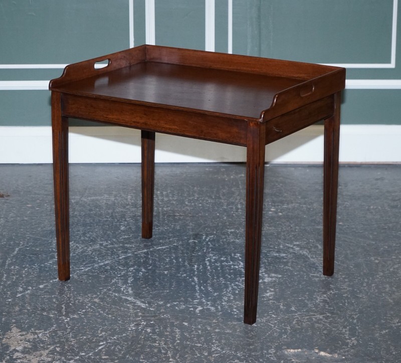 ANTIQUE BUTLERS SERVING TRAY ON STAND MAHOGANY VICTORIAN 19TH CENTURY gallery