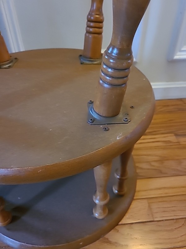 Vintage Solid Wood End Table Round Two Tier 17" Maple Laminate Top (d3) gallery