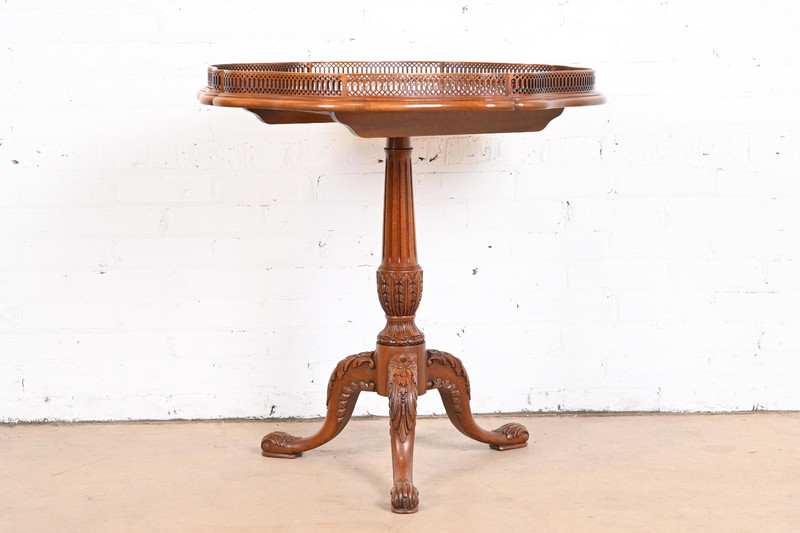 John Widdicomb English Chippendale Carved Mahogany Pedestal Tea Table gallery