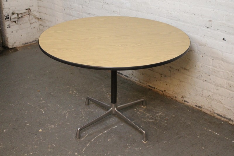 Vintage Eames Aluminum Group 42" Oak Laminate Table gallery