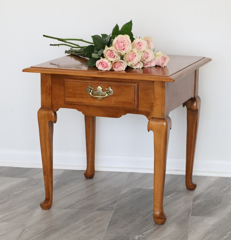 Vintage Ethan Allen End Table with Drawer, Solid Wood Traditional Side Table USA gallery