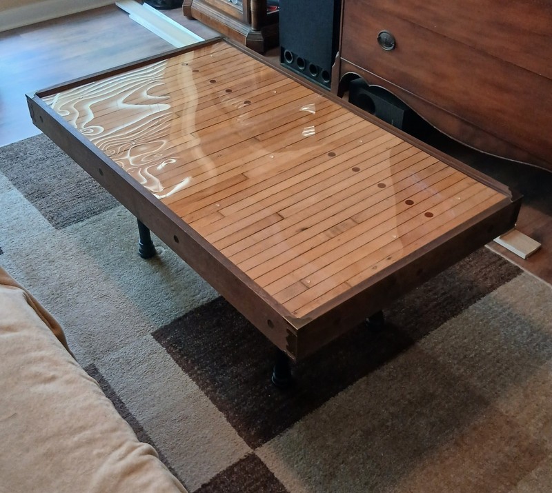 Custom Glass Top Coffee Table Bowling Lane Wood Vintage 1950's FREE PICKUP OK! gallery
