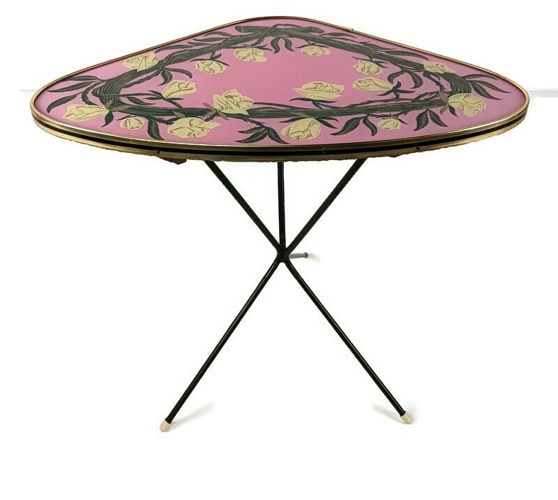 Side Occasional coffee tea table Expo 58 flower pattern pop art style wine table