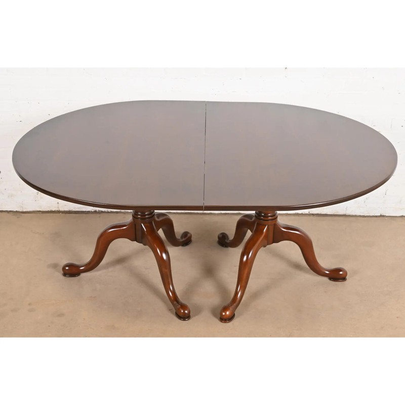 Henkel Harris Georgian Solid Cherry Double Pedestal Dining Table, Refinished gallery