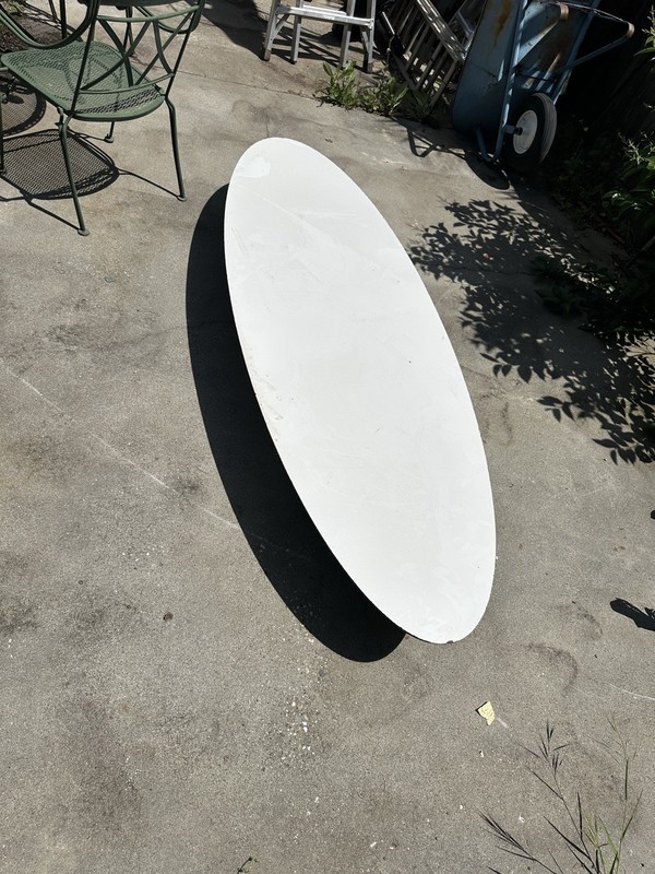 Vintage Eames Herman Miller Wire Base Elliptical Surfboard Coffee Table white