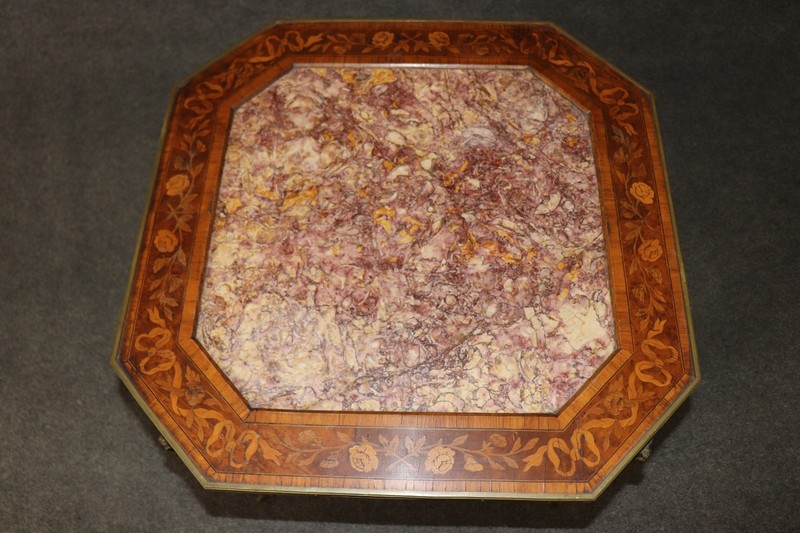 Fine Marble and Inlaid Walnut Rams French Louis XV Bronze Mounted Accent Table gallery