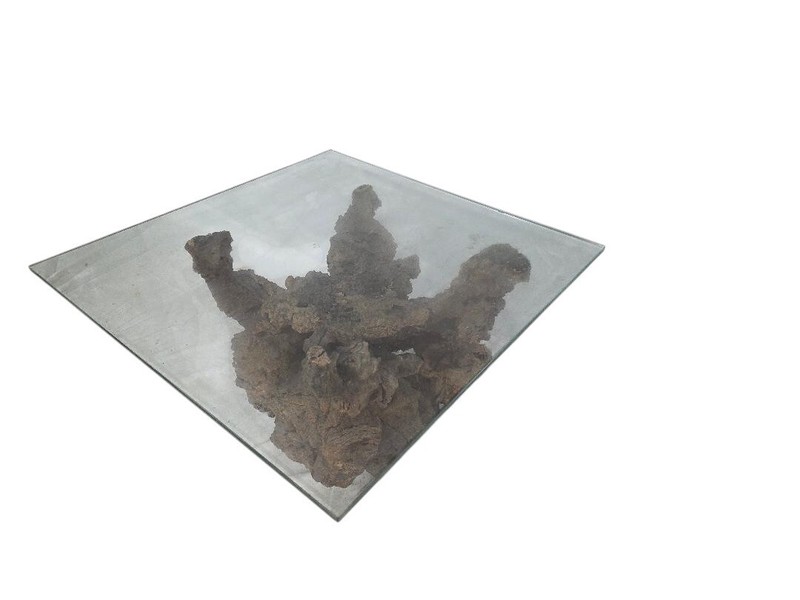 Vintage Root Side Table with Glass Top gallery
