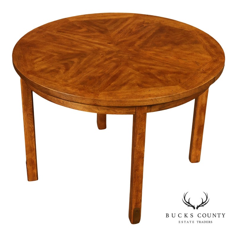 Drexel ‘Woodbriar’ Campaign Style Round Expandable Dining Table
