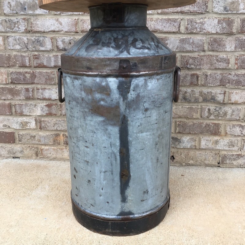 Rustic Antique Milk Can Round Table Reclaimed Wood Primitive Unique Man Cave Art gallery