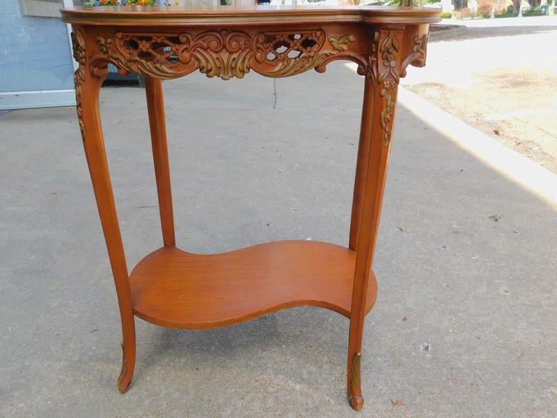 Victorian Carved Inlay Accent Table 28 1/8"h x 24"w x14"d gallery