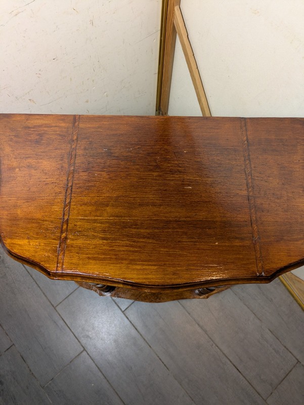 Vintage Demilune Half Moon Console Entry Table Turned Spindle Legs Federal K46 gallery