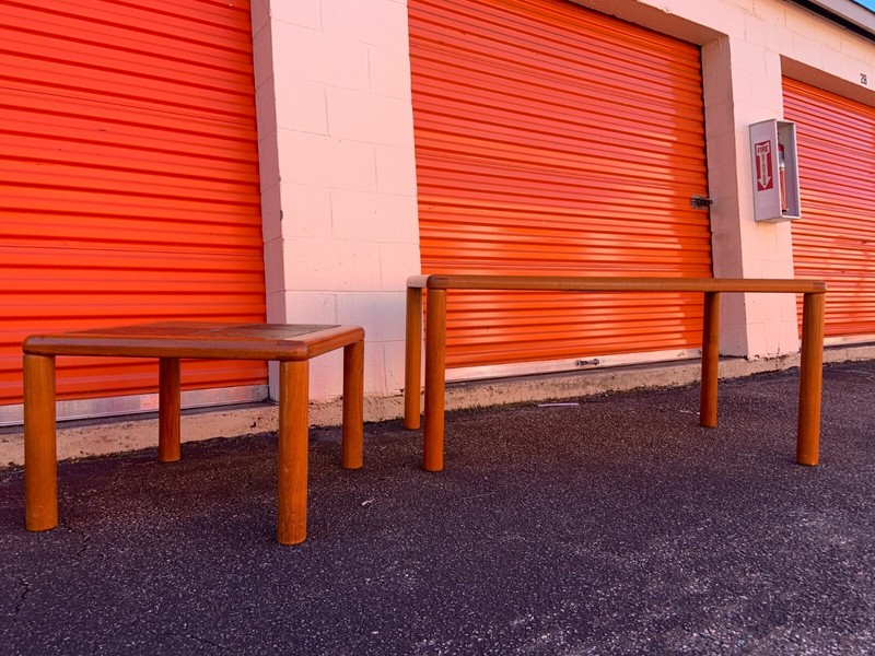 SET Vintage Danish Teak Tables With Slate Tops by Haslev mid century denmark gallery