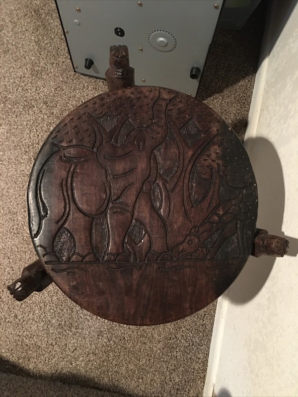 Unique Vintage Hand Carved Teak Wood Key Side Coffee Table Stand gallery