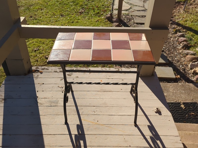 Vintage Arts & Crafts California Tile Top w/ Wrought Iron Base Table gallery