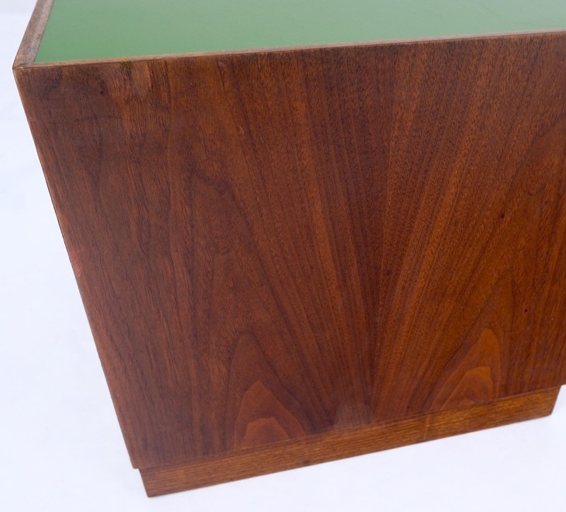 Pair of Cube Shape Walnut Mid-Century Modern End Side Occasional Tables Stands gallery