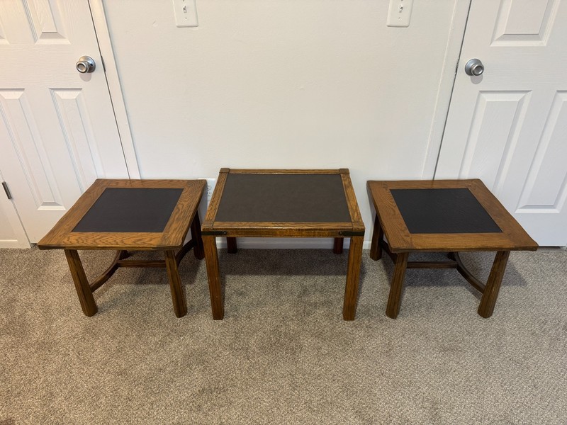 Antique A. Brandt Arts & Crafts Oak Slate Tables – Set of 3