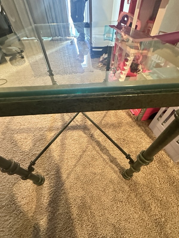 Mid-Century Modern Side Table Verdigris Finish with /Glass After - RARE FIND gallery