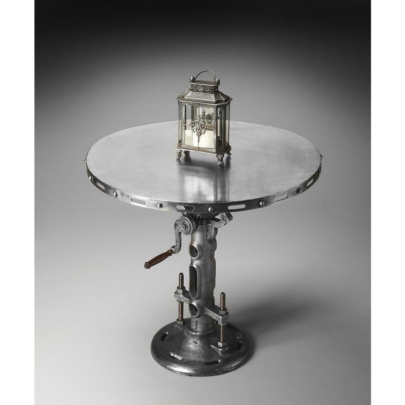 Fenwick Round Metal 31.5"W Adjustable Hall/Pub Table, Silver gallery