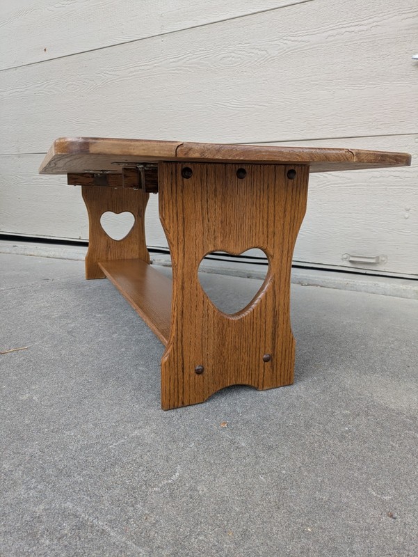 Vintage Rustic Country Farmhouse Oak Wood Console Coffee Drop Leaf Table E23 gallery