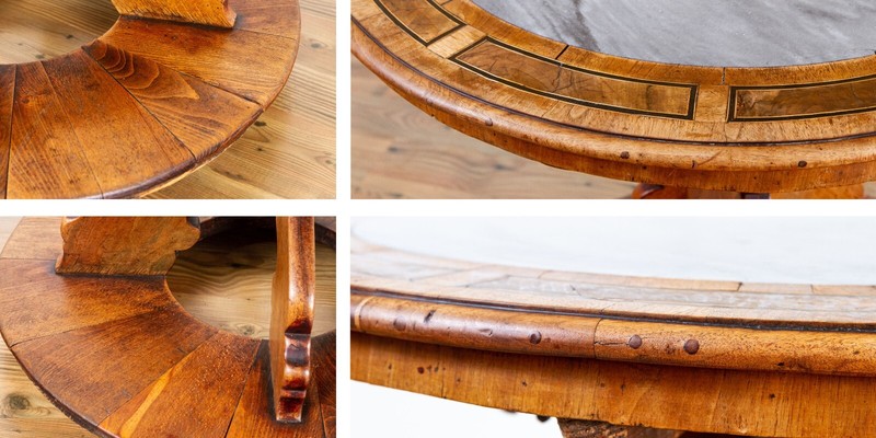Antique 17th Century German Baroque Marble Top Round Center Table. gallery