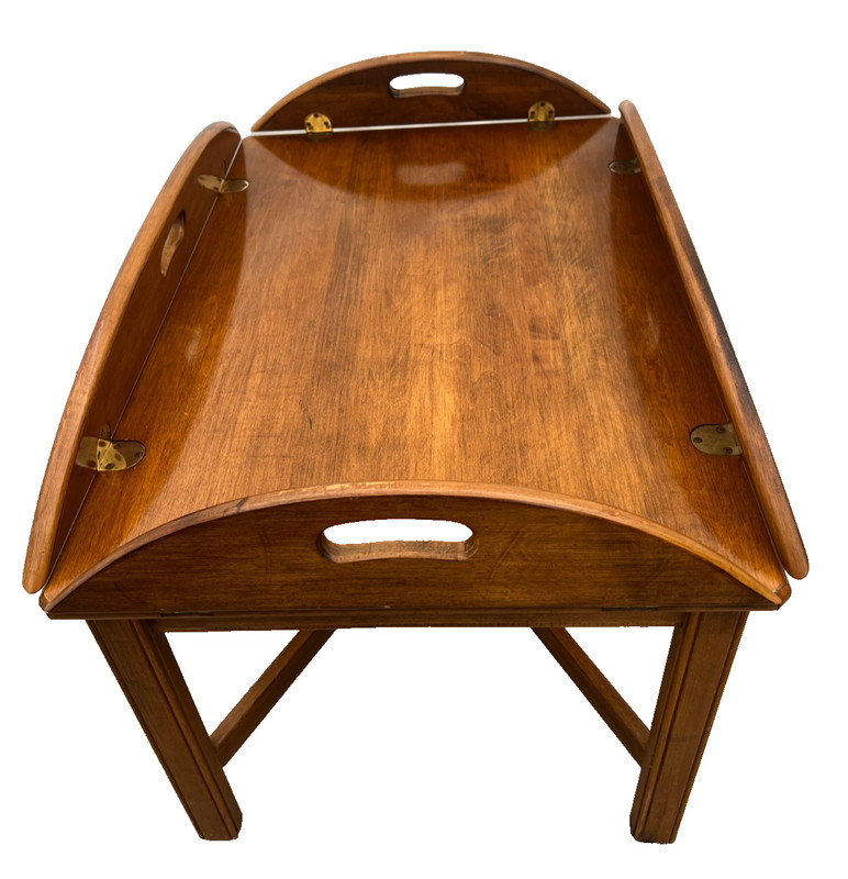 Vintage Ethan Allen Butler's Tray Oval Cocktail Table Colonial Revival Maple gallery