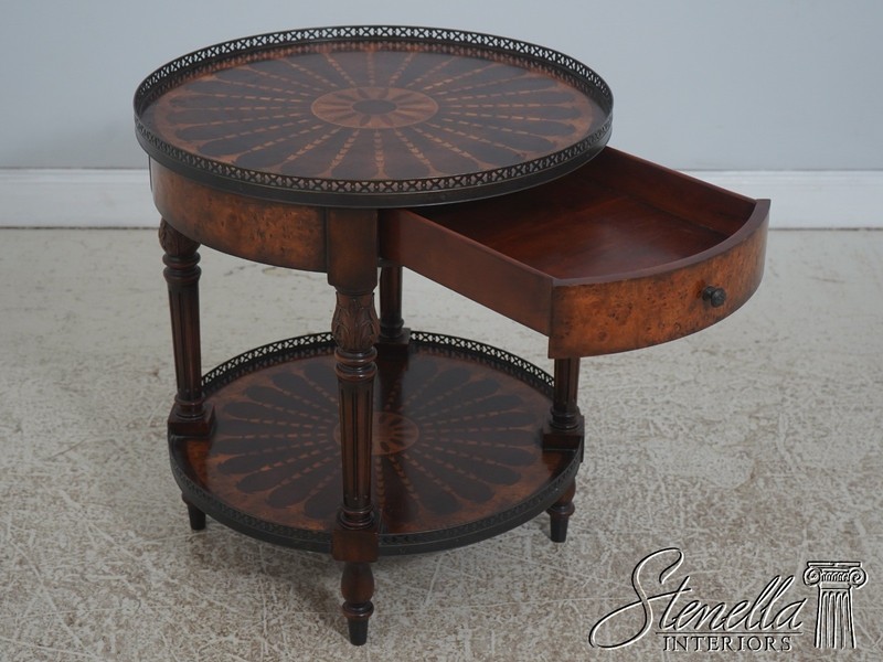 LF72619: THEODORE ALEXANDER Inlaid 2 Tier Mixed Wood End Table gallery