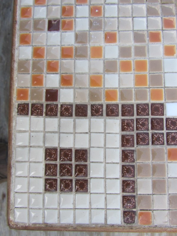 MCM earthy abstract Tile art modern art deco coffee table taper legs 60s boho gallery