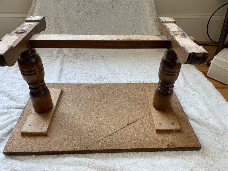Antique German Accent Table, Wood with Tile Top, 16" x 14.5" x 14" gallery
