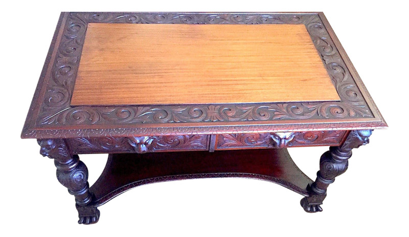 Early 20th century Mahogany Library Table, Partners Desk, B.C. Co. No. 690