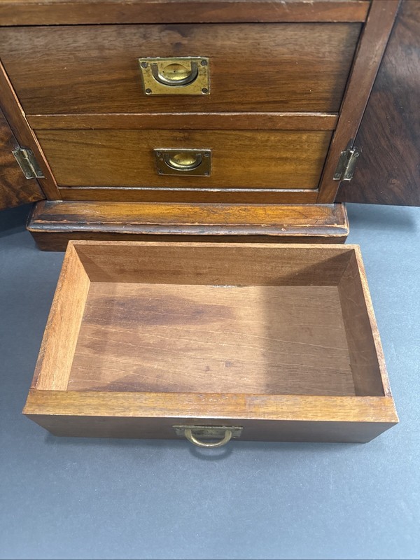 19th Century Victorian walnut table top collector's cabinet (SEE PICS!!) gallery