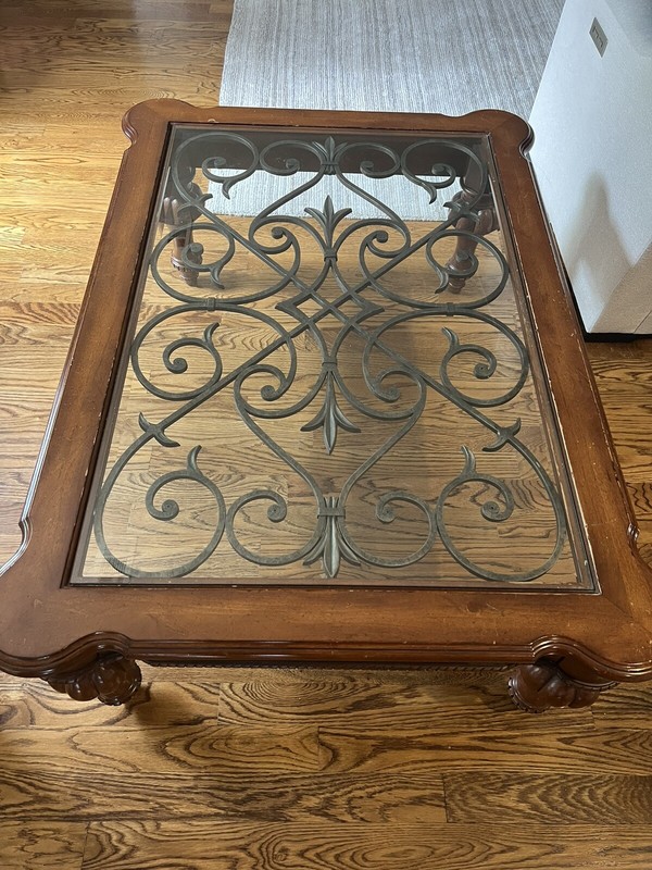 Ethan Allen Devereaux Tuscan Wrought Iron Glass Coffee Cocktail Table 32-8410 gallery