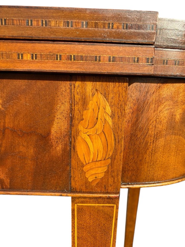 Antique Hepplewhite Style Mahogany & Satinwood Card Table / Console Table gallery