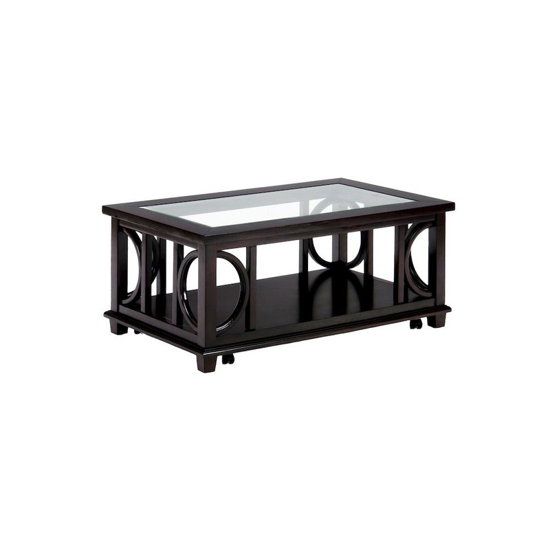 Panama Brown Contemporary Wood and Glass Coffee Table gallery