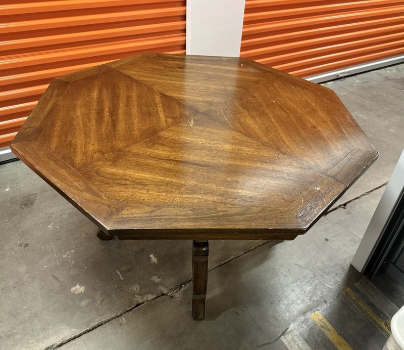 Vintage Mid Century Walnut Octagonal Spanish Style Dining Table Hibriten gallery