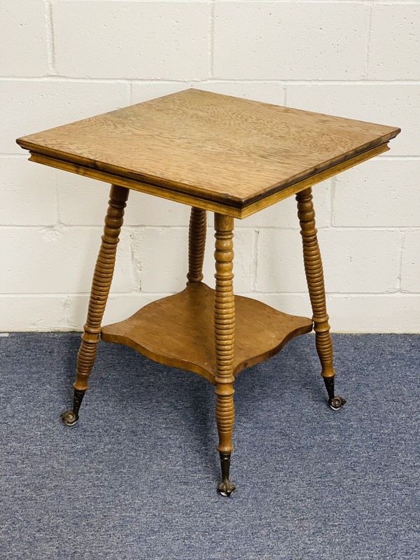 Vintage Midcentury Tiger Oak Parlor Table
