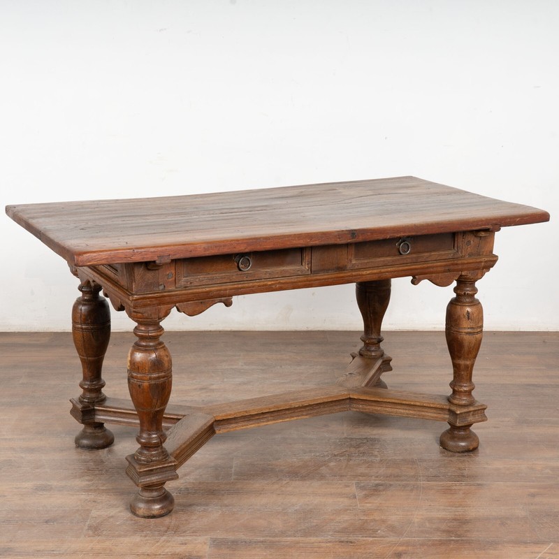 Early 19th Century Oak Refectory Library Table with Two Drawers