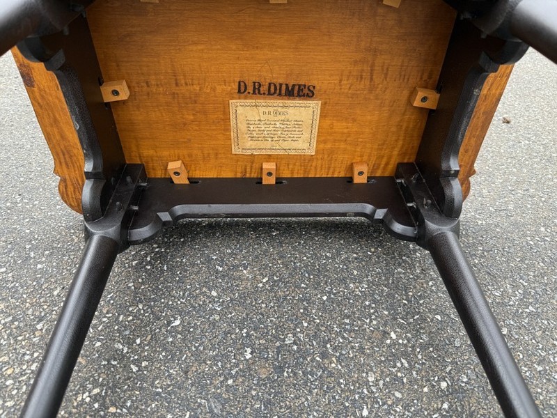 D. R. Dimes tiger maple table with crackle black base in the Queen Anne style gallery