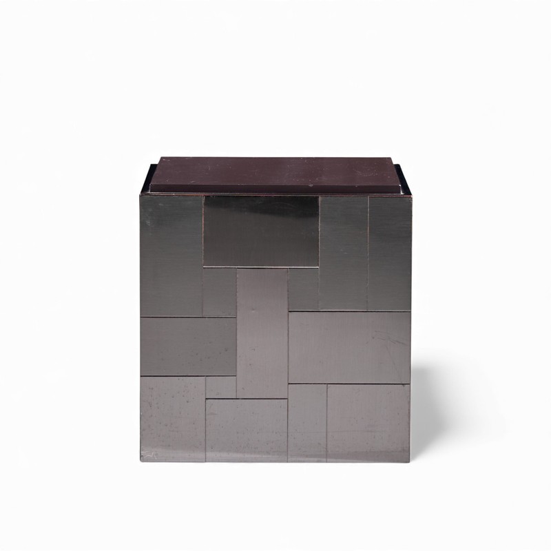 Paul Evans Cityscape Mid Century Gunmetal Cube Side End Tables - Pair gallery