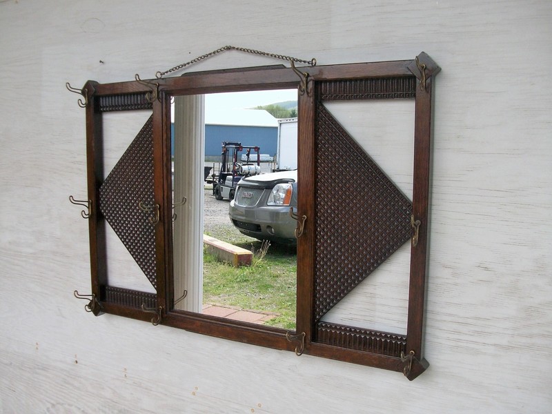 Antique oak hanging hall mirror OLD FINISH -SELLING OUT MAKE OFFER