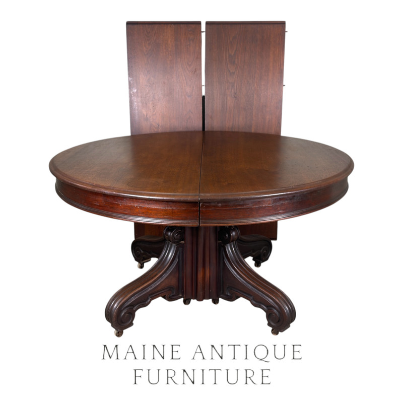 Antique Victorian Black Walnut Banquet Dining Table – Extends to 14 Feet! #22619