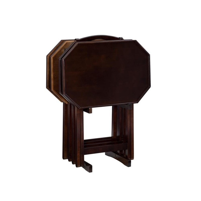 Linon James Wood Five Piece Tray Table Set in Espresso gallery