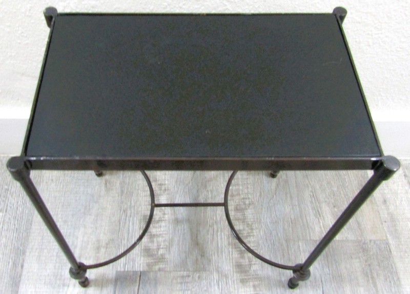 Vintage Rectangular Bronze and Black Granite Top 18" Tall Drink Table gallery
