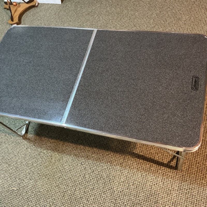 Vintage Coleman FOLDING TABLE Aluminum CAMPING, TAILGATE Table 48” x 24” w BOX