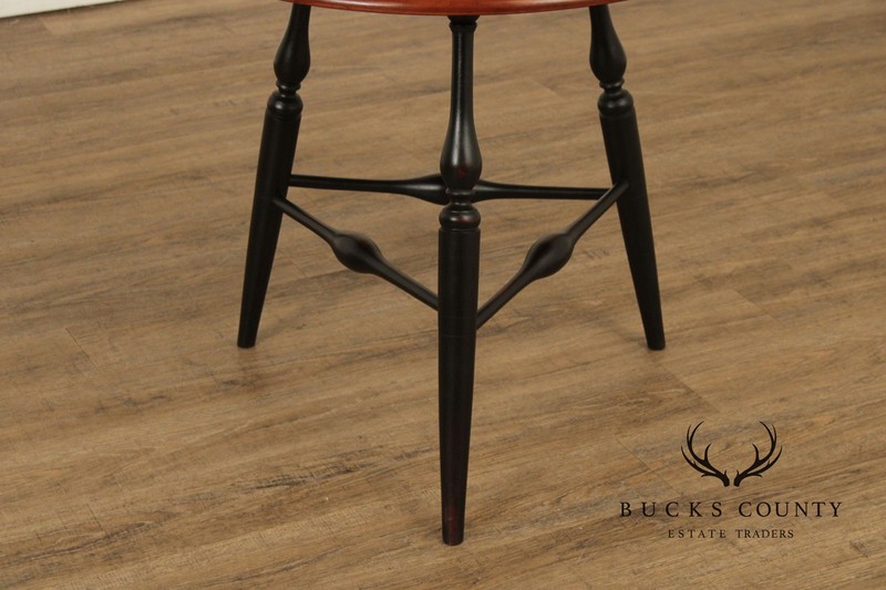 Custom Crafted Windsor Style Round Cherry and Ebonized Maple Side Table gallery