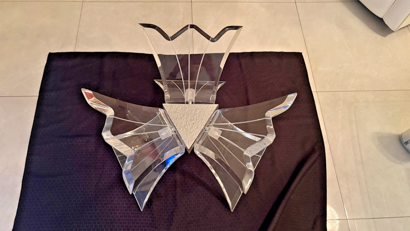 LUCITE FROM REFINED FURNISHINGS BUTTERFLY WING GLASS COFFEE TABLE -MCM gallery
