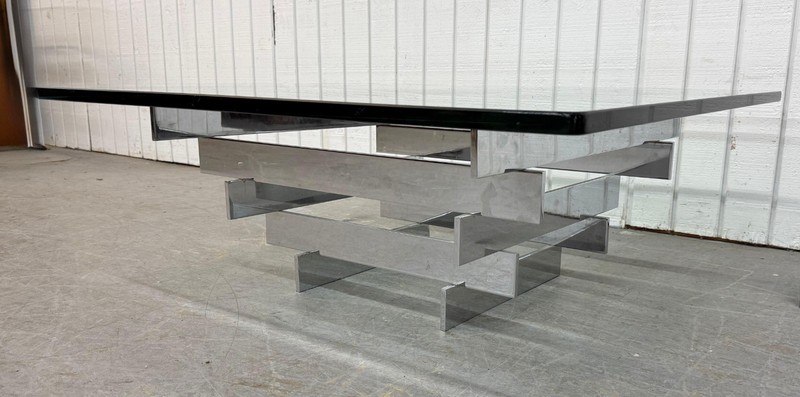 Mid-Century Modern Paul Mayen Chrome & Glass Stacked Coffee Table gallery