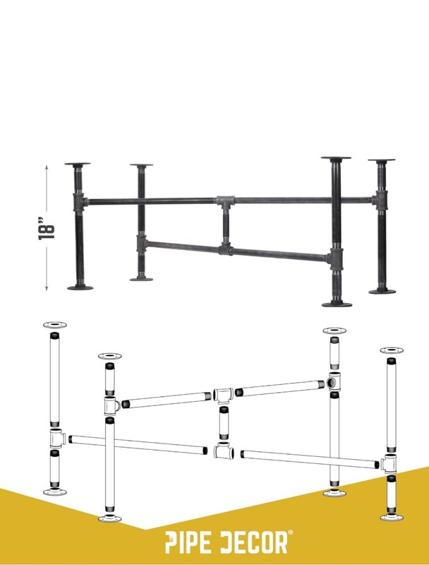 Industrial Pipe Decor Coffee Table Leg Set, Rustic Living Room Office Table Base gallery