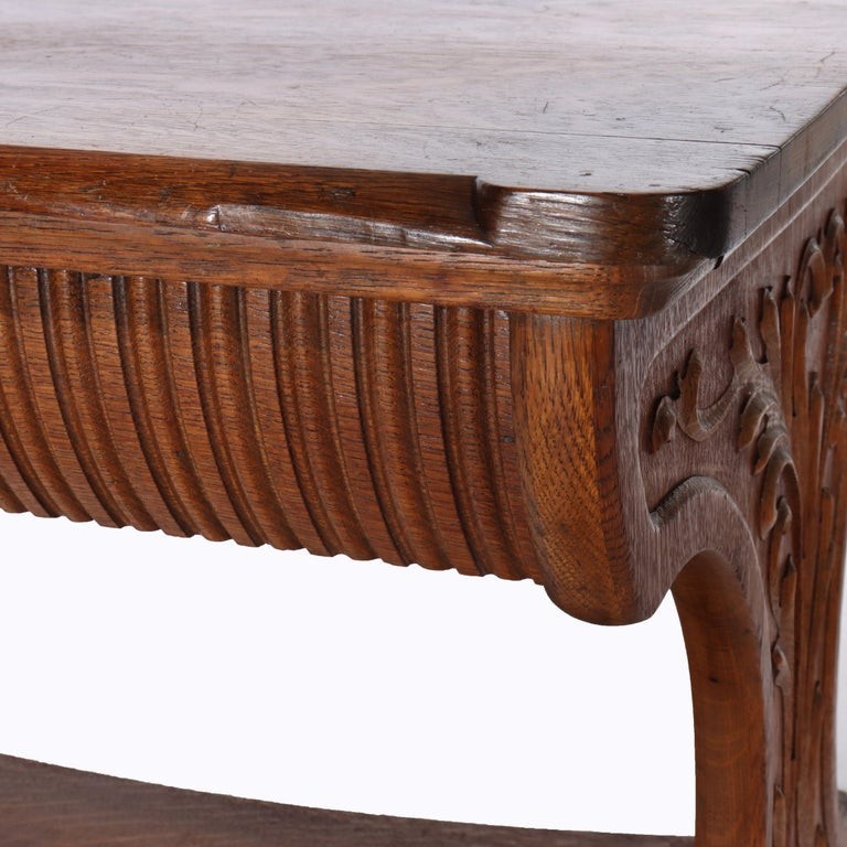 Antique RJ Horner Arts & Crafts Oak Two-Drawer Library Table c1910 gallery