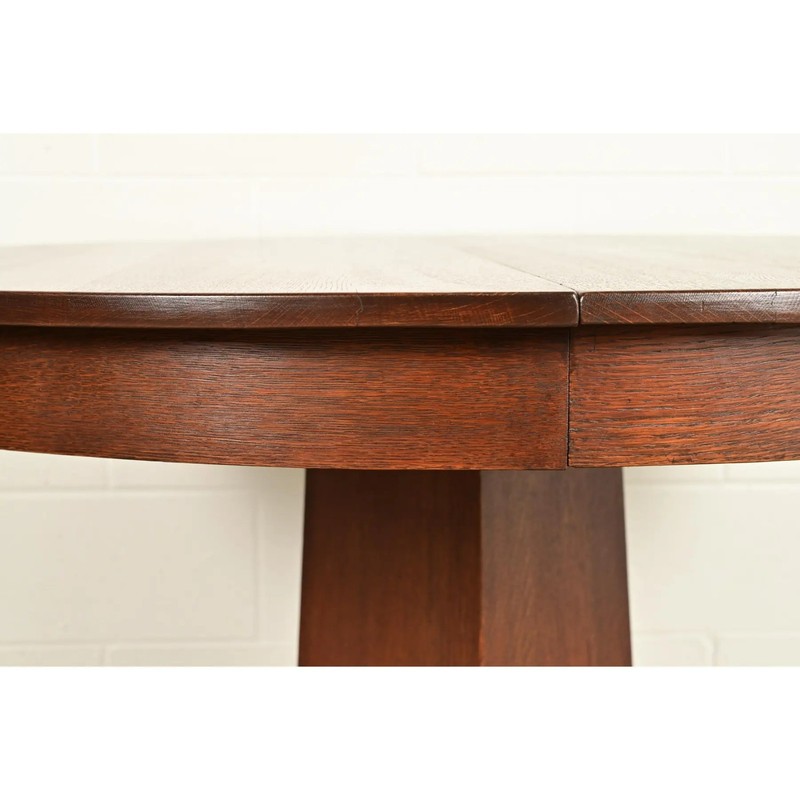 Stickley Brothers Style Antique Mission Oak Arts & Crafts Pedestal Dining Table gallery
